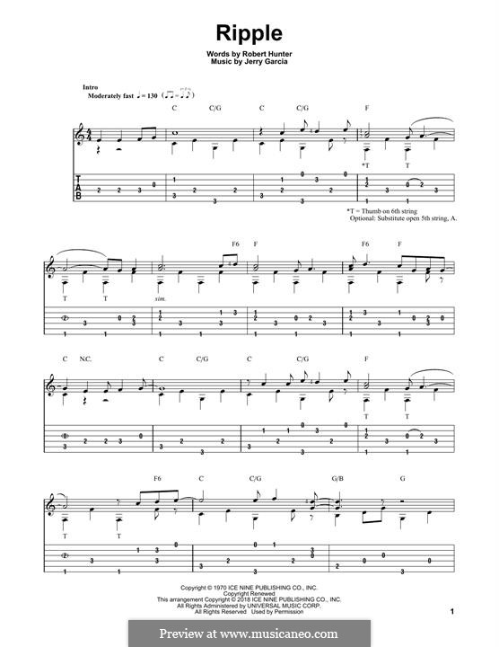 Ripple (The Grateful Dead): Für Gitarre mit Tabulatur by Jerry Garcia, Robert Hunter