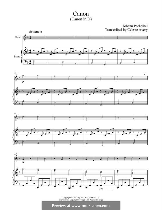 Two instrument version: Für Flöte und Piano by Johann Pachelbel