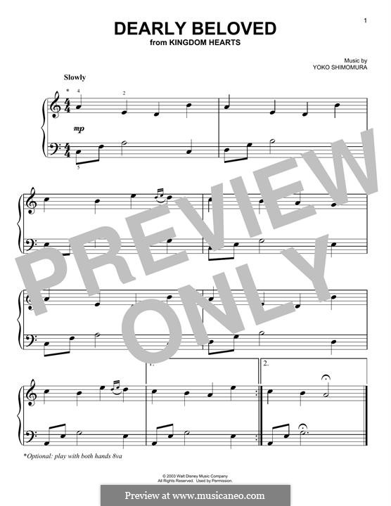Dearly Beloved (from Kingdom Hearts): Für Klavier by Yoko Shimomura