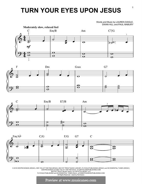 Turn Your Eyes Upon Jesus (from Look Up Child): Für Klavier by Paul Mabury, Lauren Daigle