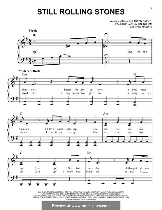 Still Rolling Stones (from Look Up Child): Für Klavier by Jason David Ingram, Paul Mabury, Lauren Daigle, Paul Duncan