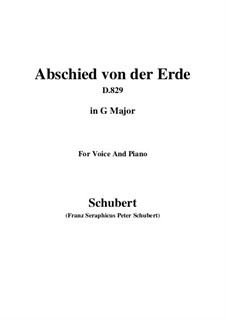 Abschied von der Erde, D.829: G Major by Franz Schubert
