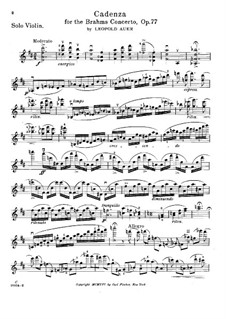 Kadenz zum Violinkonzert in D-Dur von J. Brahms, Op.77: Kadenz zum Violinkonzert in D-Dur von J. Brahms by Leopold Auer
