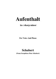 Nr.5 Aufenthalt: For voice and piano (c sharp minor) by Franz Schubert