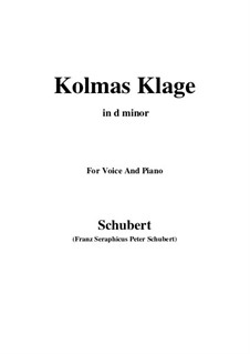 Kolma's Klage, D.217: For voice and piano (d minor) by Franz Schubert