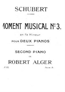 Sechs musikalische Momente, D.780 Op.94: Musikalischer Moment No.3, für zwei Klaviere, vierhändig by Franz Schubert