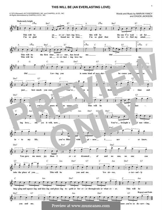 This Will Be (An Everlasting Love): Melodische Linie by Chuck Jackson, Marvin Yancy