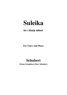 Suleika I, D.720 Op.14 No.1: For voice and piano (c sharp minor) by Franz Schubert