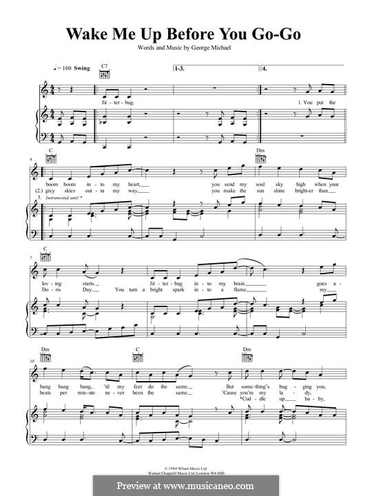 Wake Me Up Before You Go Go (Wham!): Für Stimme und Klavier (oder Gitarre) by George Michael