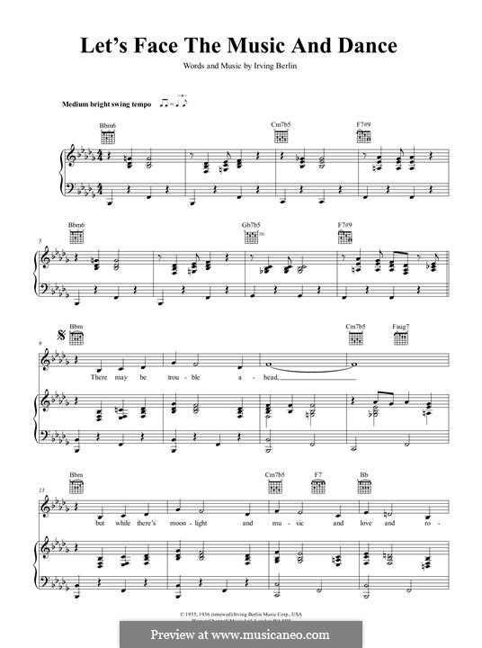 Let's Face the Music and Dance: Für Stimme und Klavier (oder Gitarre) by Irving Berlin