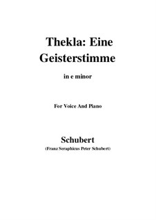 Thekla. Eine Geisterstimme, D.595 Op.88 No.2: For voice and piano (e minor) by Franz Schubert