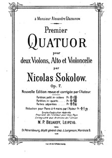 Streichquartett Nr.1 in F-Dur, Op.7: Vollpartitur by Nikolai Sokolow