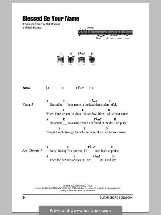 Blessed Be Your Name: Text und Akkorde by Matt Redman, Beth Redman