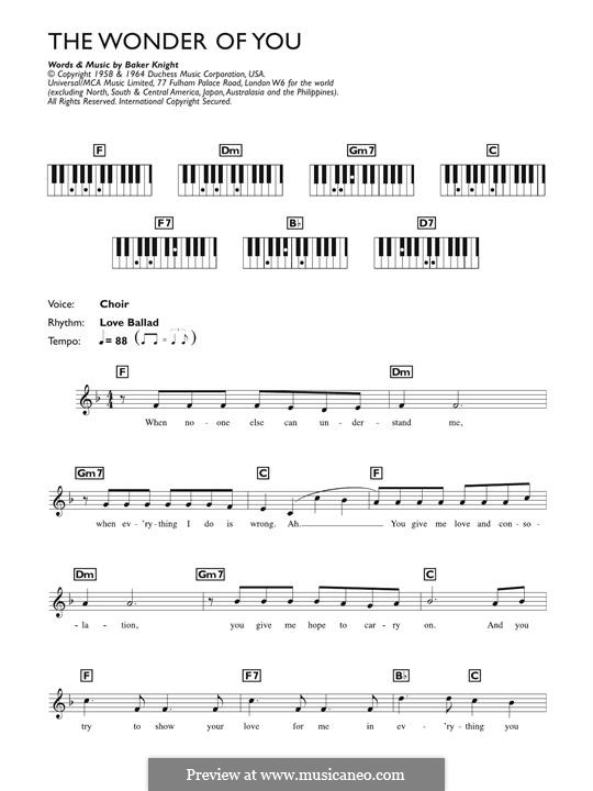 The Wonder of You (Elvis Presley): Für Klavier by Baker Knight