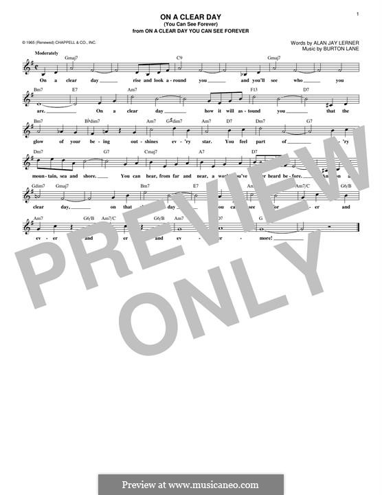 On a Clear Day (You Can See Forever): Melodische Linie by Burton Lane