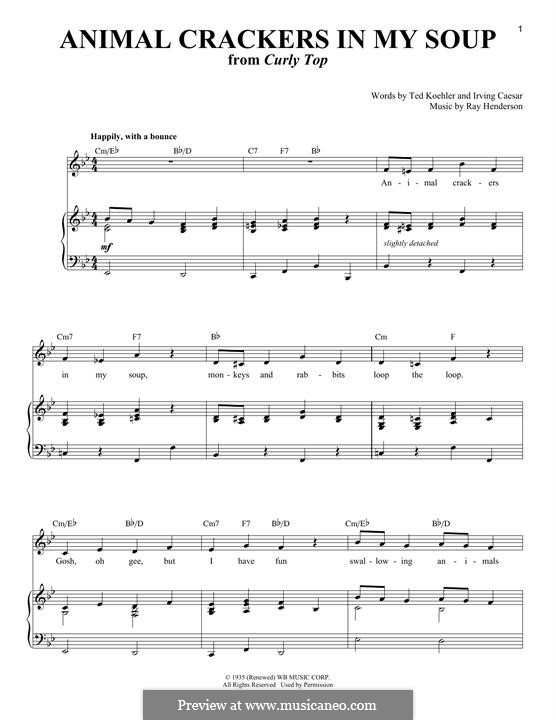 Animal Crackers in My Soup: Für Stimme und Klavier by Ray Henderson
