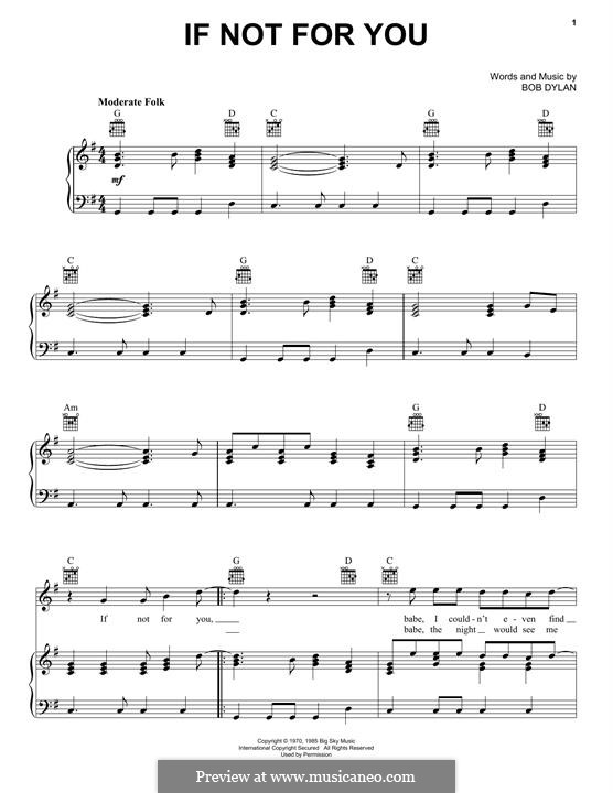 If Not for You: Für Stimme und Klavier (oder Gitarre) by Bob Dylan