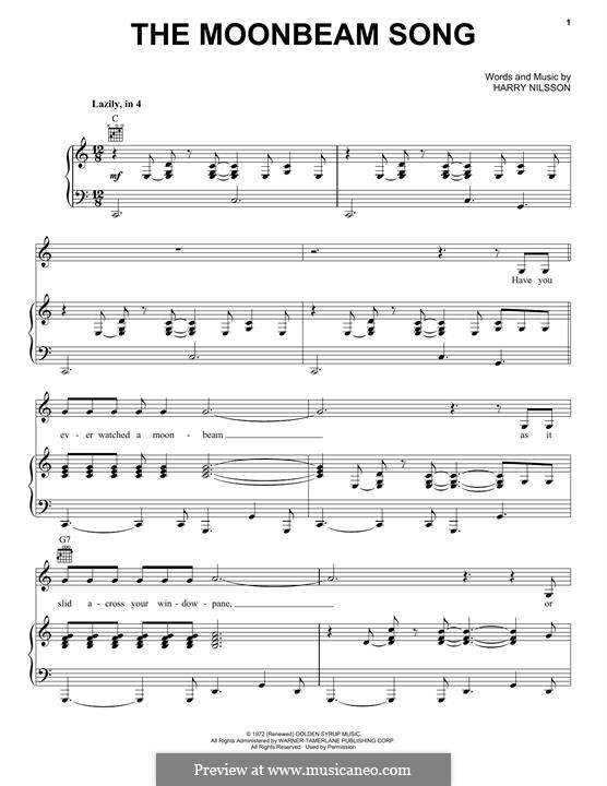 The Moonbeam Song: Für Stimme und Klavier (oder Gitarre) by Harry Nilsson