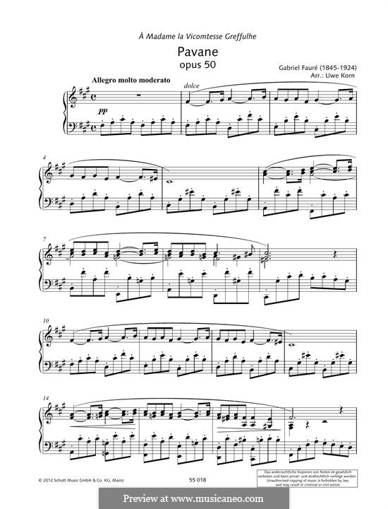 Pavane, Op.50: Für Klavier by Gabriel Fauré