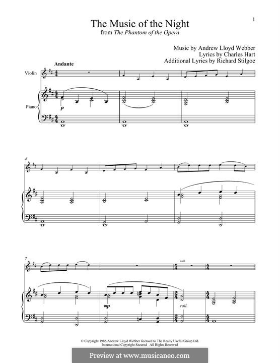 The Music of the Night, instrumental version: Für Violine und Klavier by Andrew Lloyd Webber