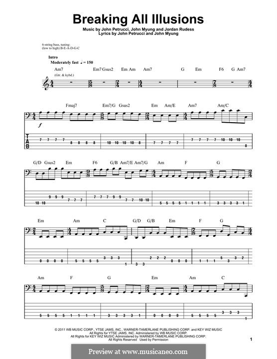Breaking All Illusions (Dream Theater): Für Bassgitarre mit Tabulatur by John Petrucci, John Myung, Jordan Rudess