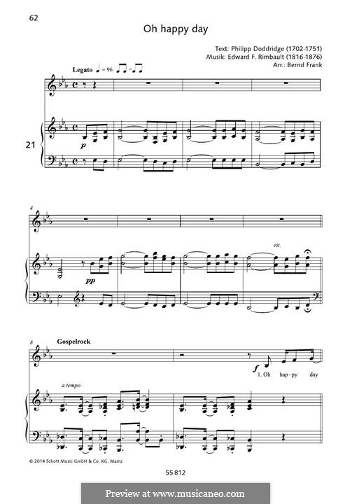 Oh happy day: Für Stimme und Klavier by folklore, Edward Francis Rimbault