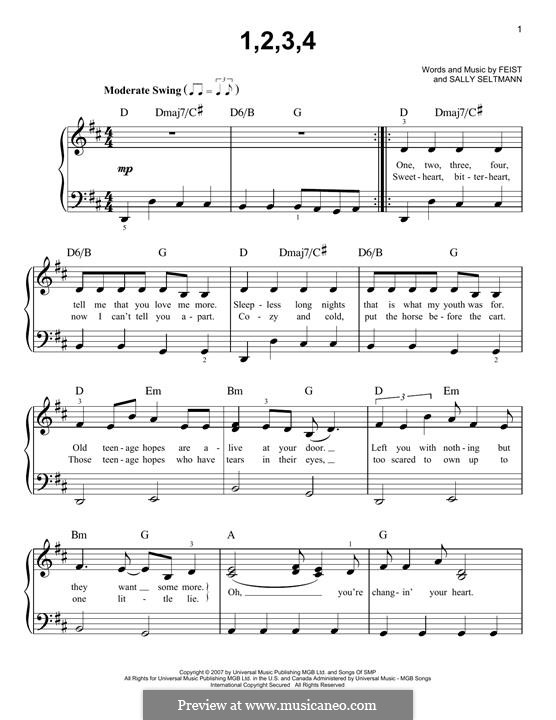 1,2,3,4: Für Klavier by Feist, Sally Seltmann