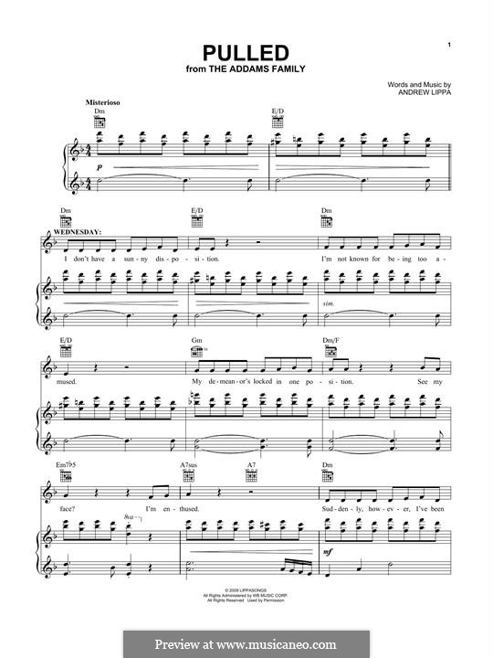 Pulled (from The Addams Family): Für Stimme und Klavier (oder Gitarre) by Andrew Lippa