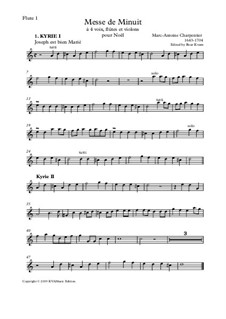 Messe de Menuit pur Noël (SSAA soli, SSAA choir, flutes, strings and continuo): Set of parts by Marc-Antoine Charpentier