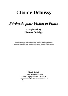 Sérénade: Für Violine und Klavier by Claude Debussy