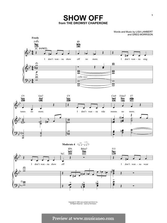 Show Off (from The Drowsy Chaperone): Für Stimme und Klavier (oder Gitarre) by Greg Morrison