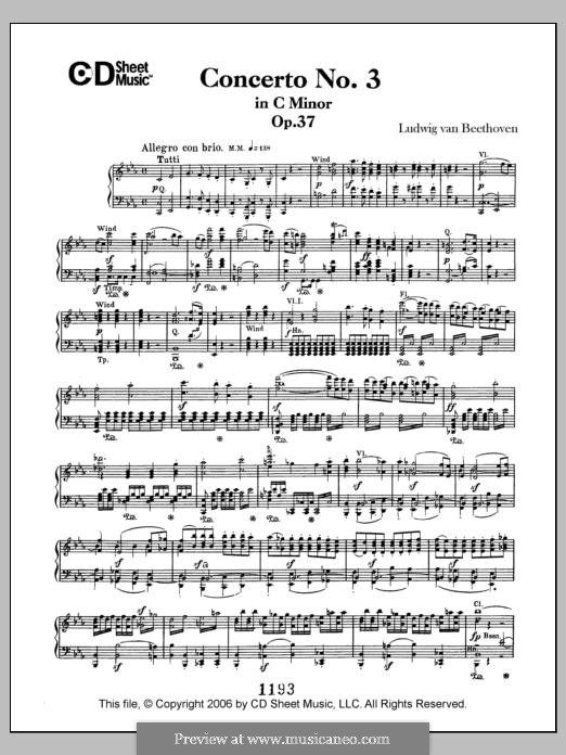 Konzert für Klavier und Orchester Nr.3, Op.37: Version für Klavier by Ludwig van Beethoven