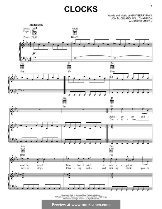 Vocal version: Für Stimme und Klavier (oder Gitarre) by Chris Martin, Guy Berryman, Jonny Buckland, Will Champion