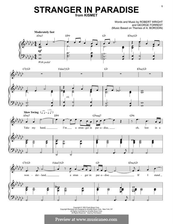 Stranger in Paradise (from Kismet): Für Stimme und Klavier by George Forrest, Robert B. Wright