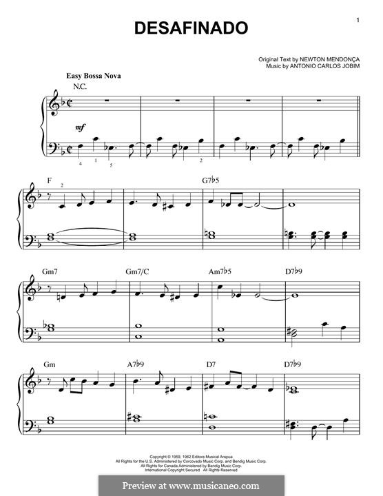 Desafinado (Slightly Out of Tune): Für Klavier by Antonio Carlos Jobim