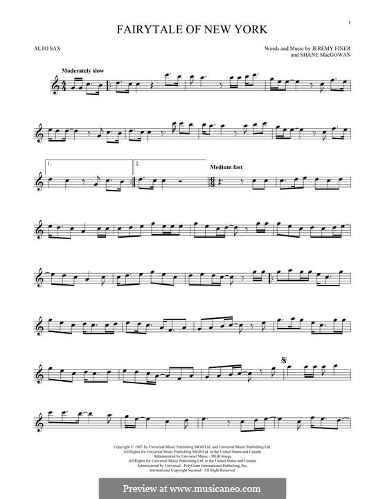 Fairytale of New York (The Pogues & Kirsty MacColl): Für Altsaxophon by Jem Finer, Shane MacGowan