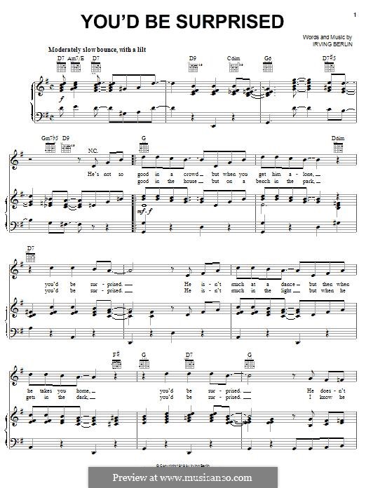 You'd Be Surprised (Eddie Cantor): Für Stimme und Klavier (oder Gitarre) by Irving Berlin
