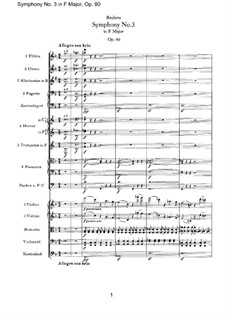 Vollständiger Satz (Sinfonie Nr.3 in F-Dur, Op.90) von J. Brahms auf ...