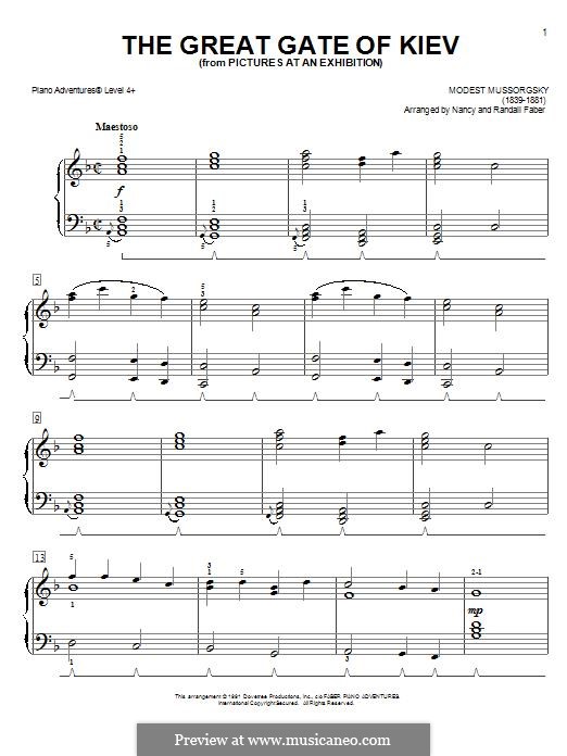 No.10 Das Heldentor. In der alten Hauptstadt Kiew: Für Klavier, leicht by Modest Mussorgski