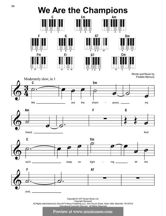 We are the Champions (Queen): Für Klavier by Freddie Mercury