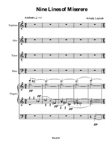 Nine Lines of Miserere for SATB Choir and Organ: Nine Lines of Miserere for SATB Choir and Organ by Arkady Leytush