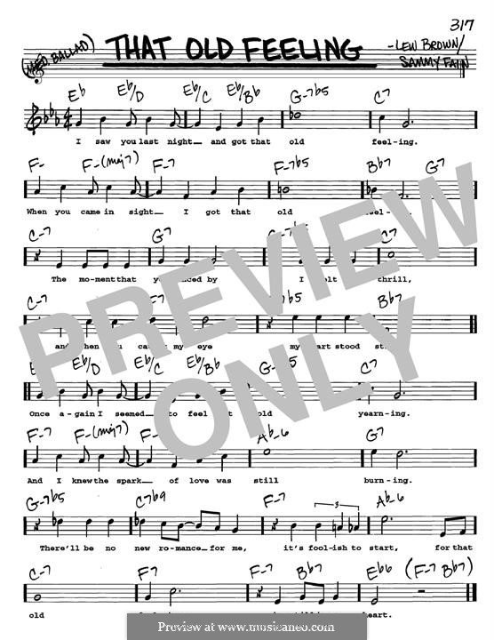 That Old Feeling: Melodische Linie by Lew Brown, Sammy Fain