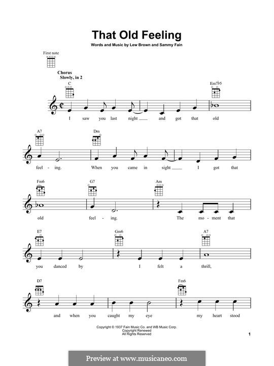 That Old Feeling: Für Ukulele by Lew Brown, Sammy Fain