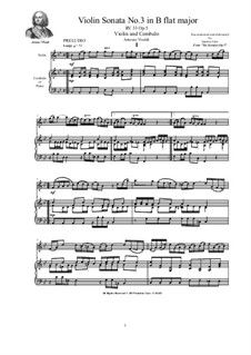 Six Sonatas for Violin Solo, Two Violins and Cembalo (or Piano), Op.5: Sonata No.3 in B flat major, RV 33 by Antonio Vivaldi