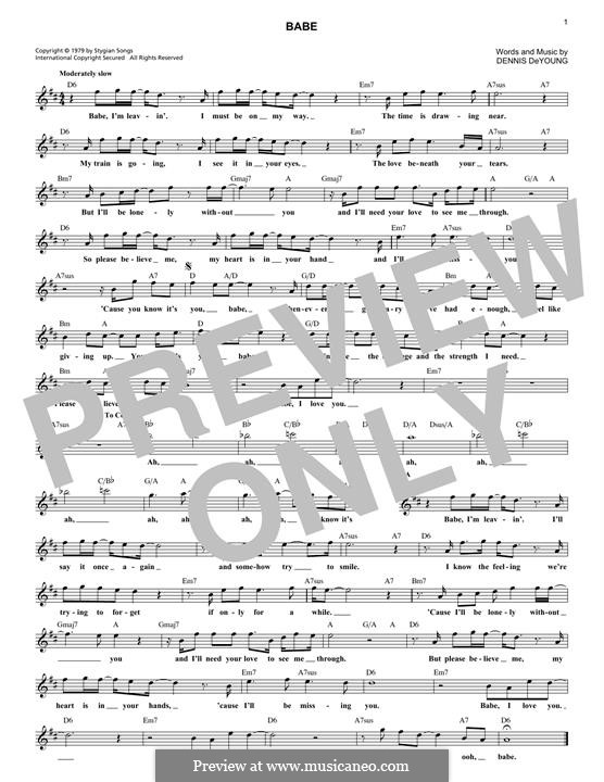 Babe (Styx): Melodische Linie by Dennis DeYoung