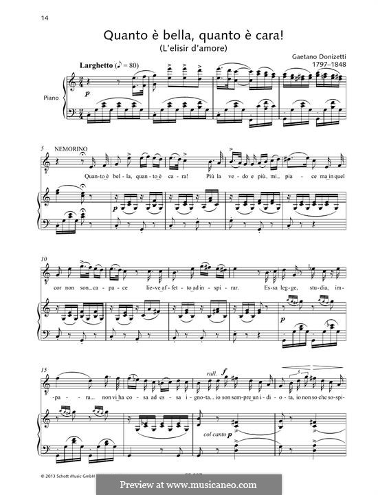 Der Liebestrank: Quanto è bella, quanto è cara! by Gaetano Donizetti