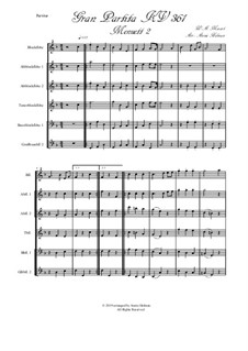 Serenade für Blasinstrumente Nr.10 in B-Dur, K.361: Menuett II, for recorders sextet by Wolfgang Amadeus Mozart