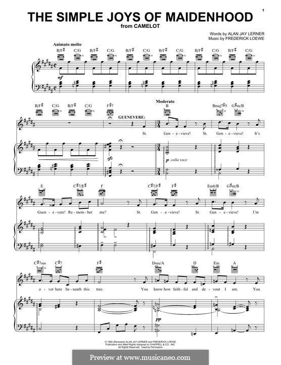 The Simple Joys of Maidenhood (from Camelot): Für Stimme und Klavier (oder Gitarre) by Frederick Loewe