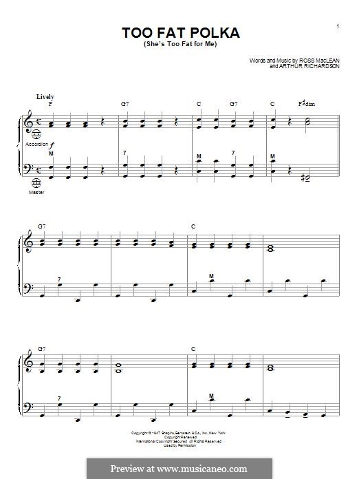 Too Fat Polka (She's Too Fat for Me) von R. MacLean, A. Richardson auf