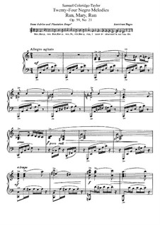 No.21 Run, Mary, Run: Für Klavier by Samuel Coleridge-Taylor
